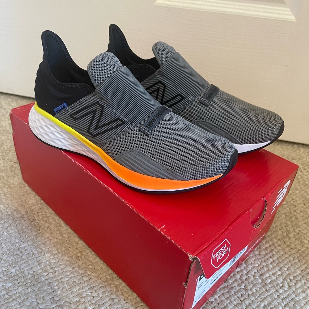New Balance Boys Gray and Orange Running Shoes